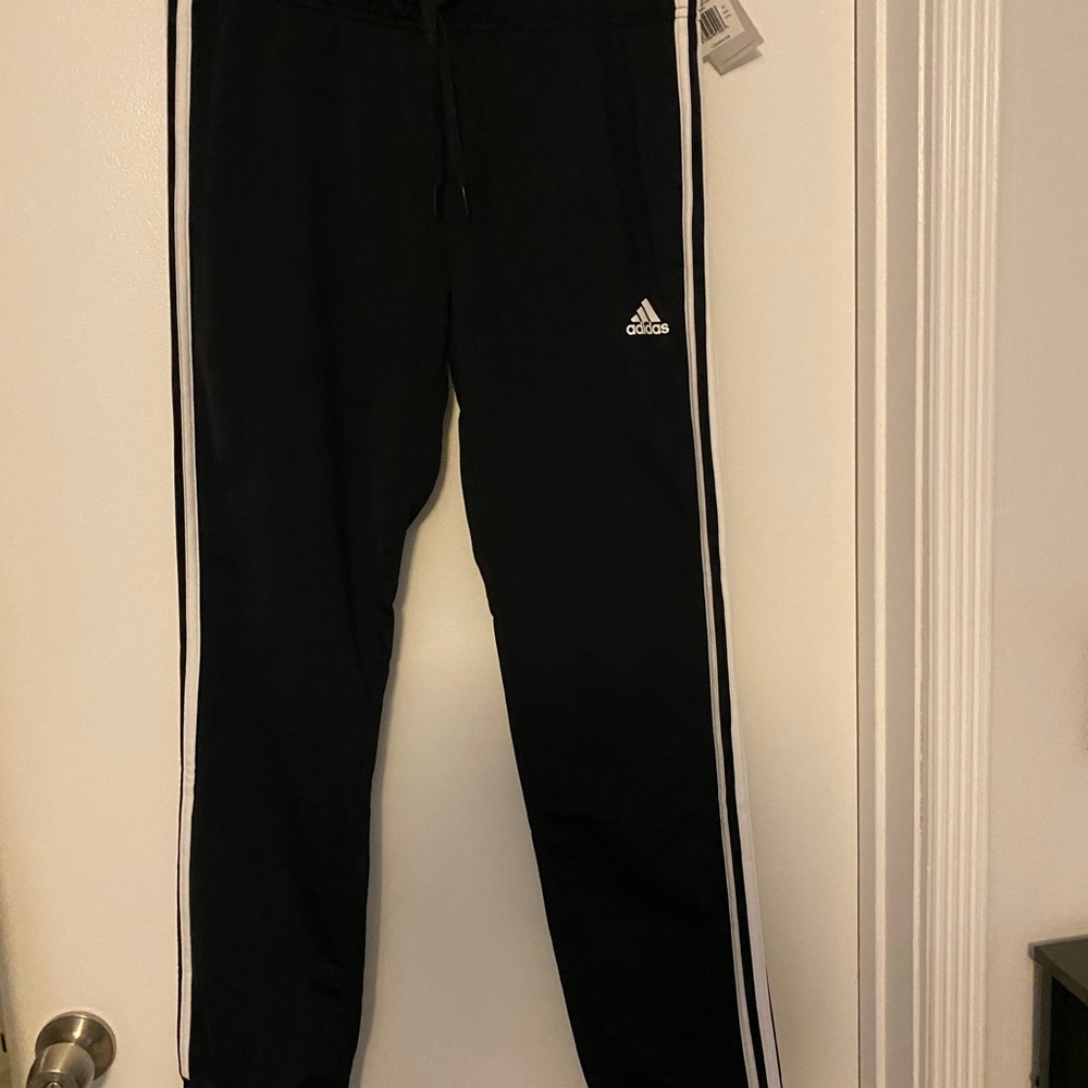 NWT WOMENS ADIDAS black slim fit tricot joggers SZM.
